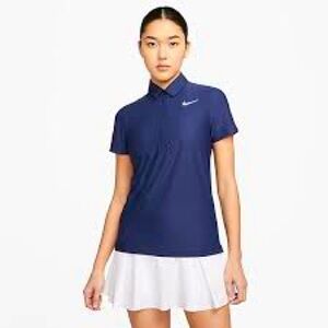 NIKE SIZE L~CLASSIC NAVY POLO SHIRT~WHITE SWOOSH~GOLF TENNIS 🎾 SPORTS WEAR TOP~